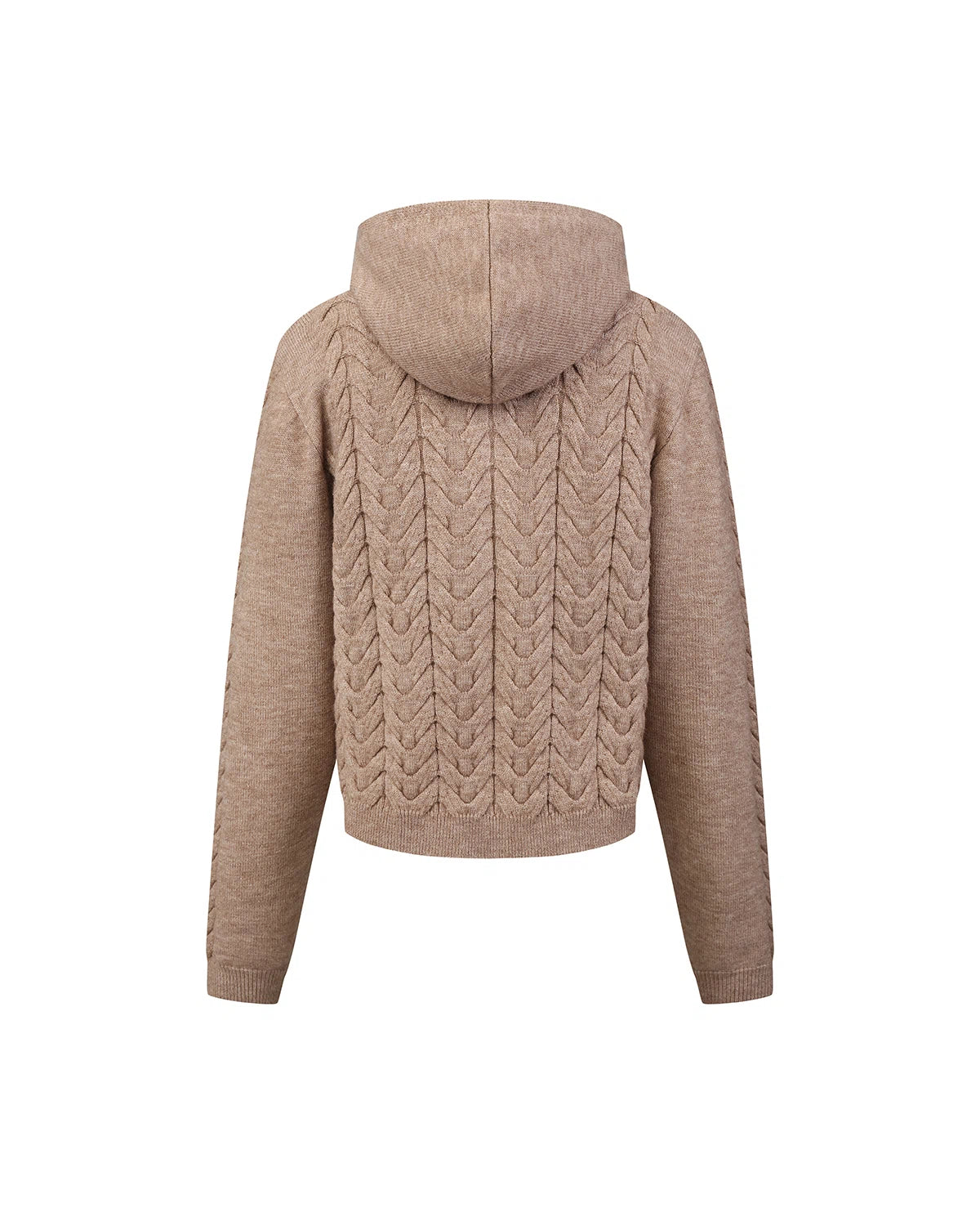 ZHABUXIAO Cable Knit Lambswool Hooded Soft Cardigan Sweater Gray & Khaki