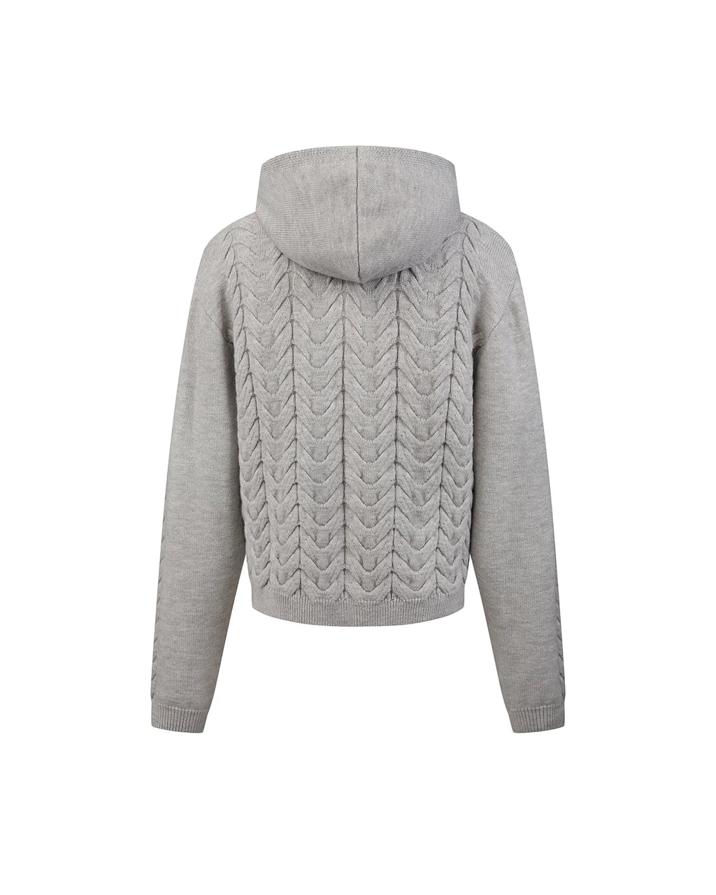 ZHABUXIAO Cable Knit Lambswool Hooded Soft Cardigan Sweater Gray & Khaki