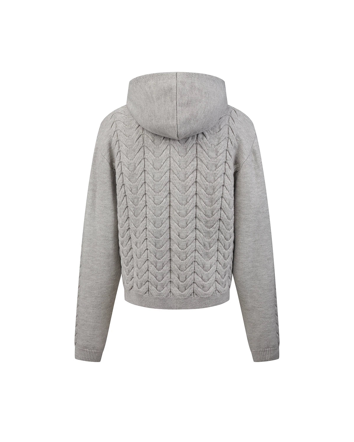 ZHABUXIAO Cable Knit Lambswool Hooded Soft Cardigan Sweater Gray & Khaki