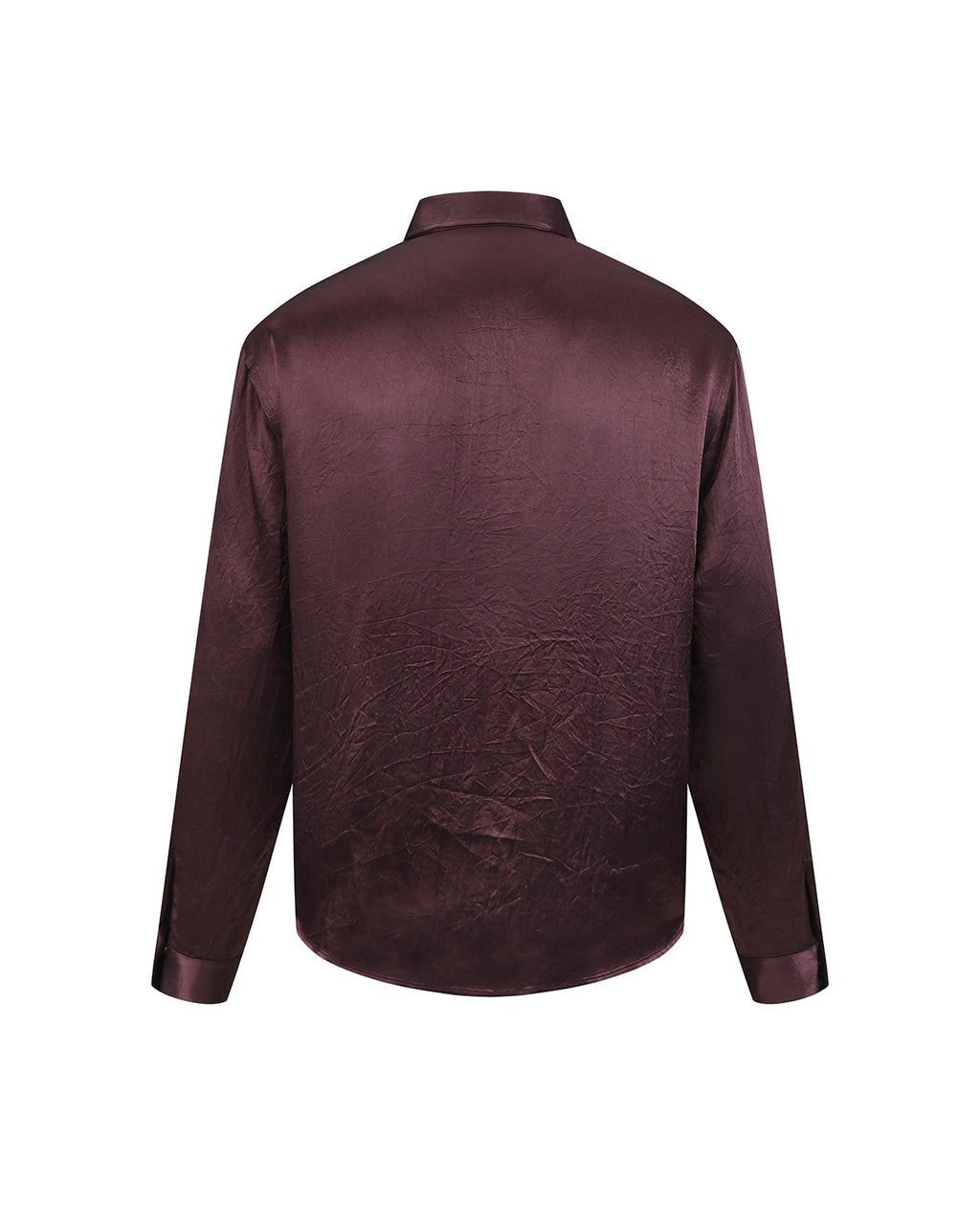 ZHABUXIAO Elegant Crinkled Acetate Satin Long Sleeve Shirt Dark Purple
