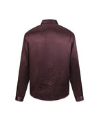 ZHABUXIAO Elegant Crinkled Acetate Satin Long Sleeve Shirt Dark Purple
