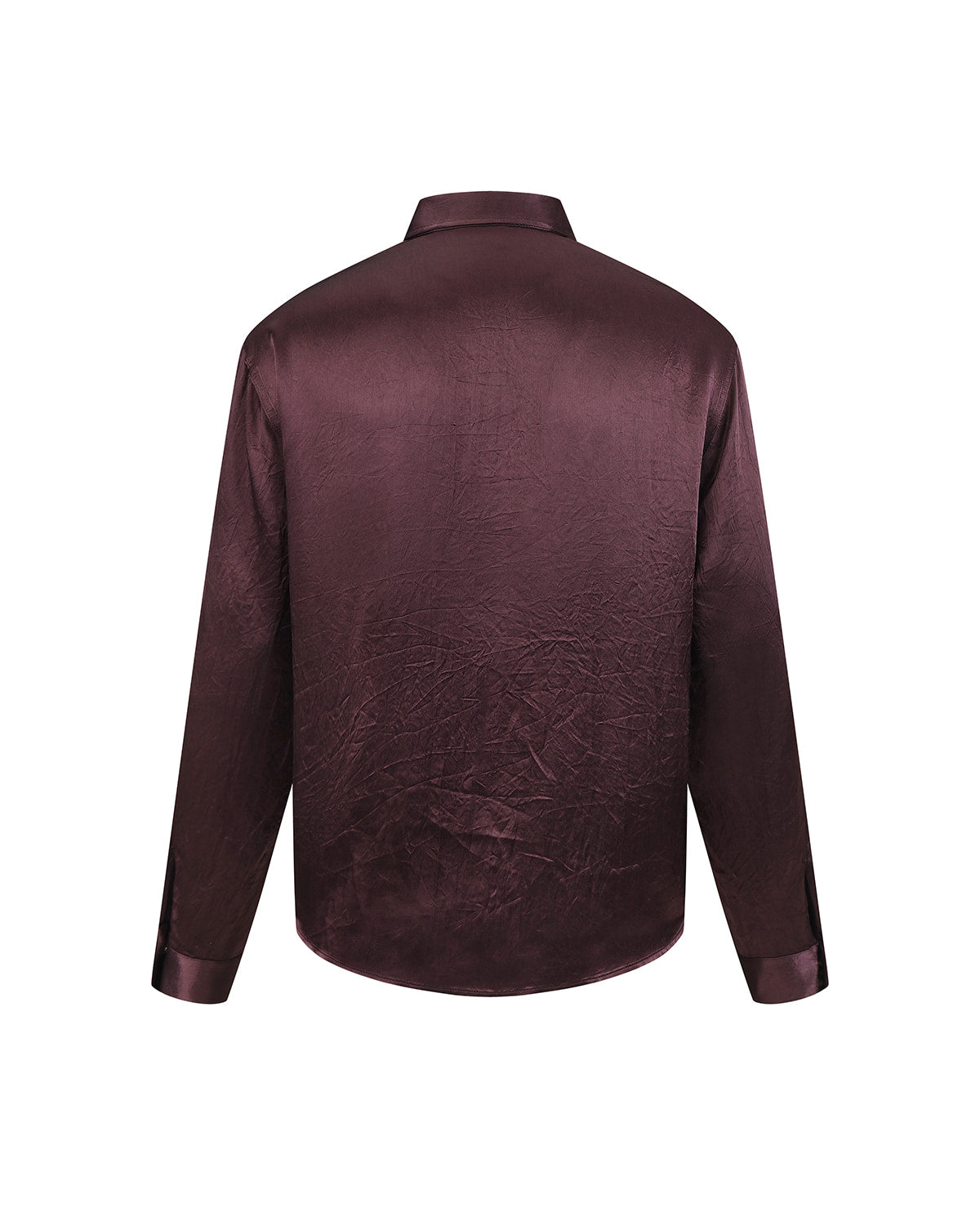 ZHABUXIAO Elegant Crinkled Acetate Satin Long Sleeve Shirt Dark Purple
