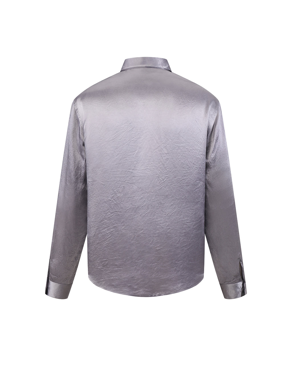ZHABUXIAO Elegant Crinkled Acetate Satin Long Sleeve Shirt Dusty Purple