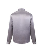 ZHABUXIAO Elegant Crinkled Acetate Satin Long Sleeve Shirt Dusty Purple