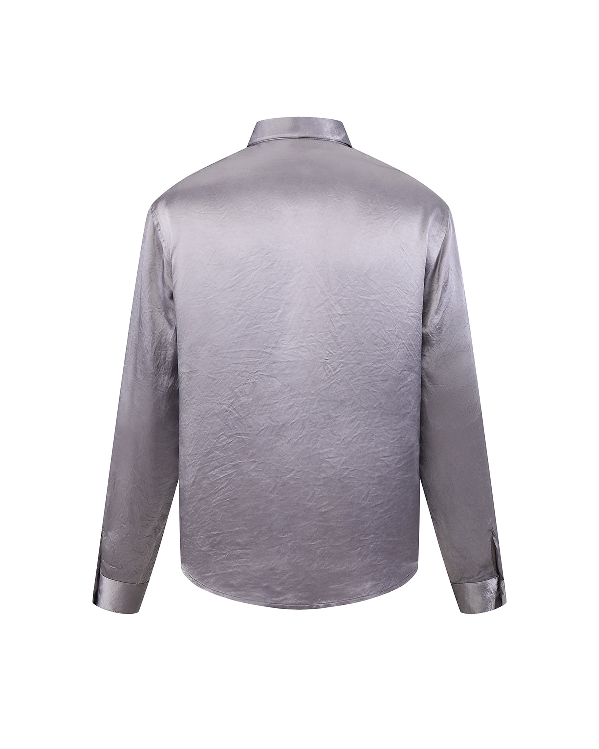 ZHABUXIAO Elegant Crinkled Acetate Satin Long Sleeve Shirt Dusty Purple