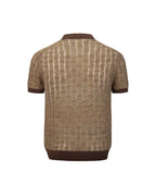 ZHABUXIAO Alpaca Mohair Henley Breathable Knit T-Shirt Brown