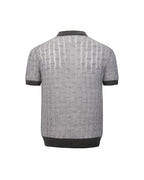 ZHABUXIAO Alpaca Mohair Henley Knit Short Sleeve Polo Shirt Gray