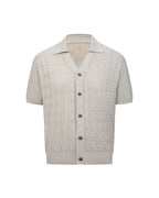 ZHABUXIAO Lyocell Hemp Breathable Textured Knit Cardigan Shirt Apricot