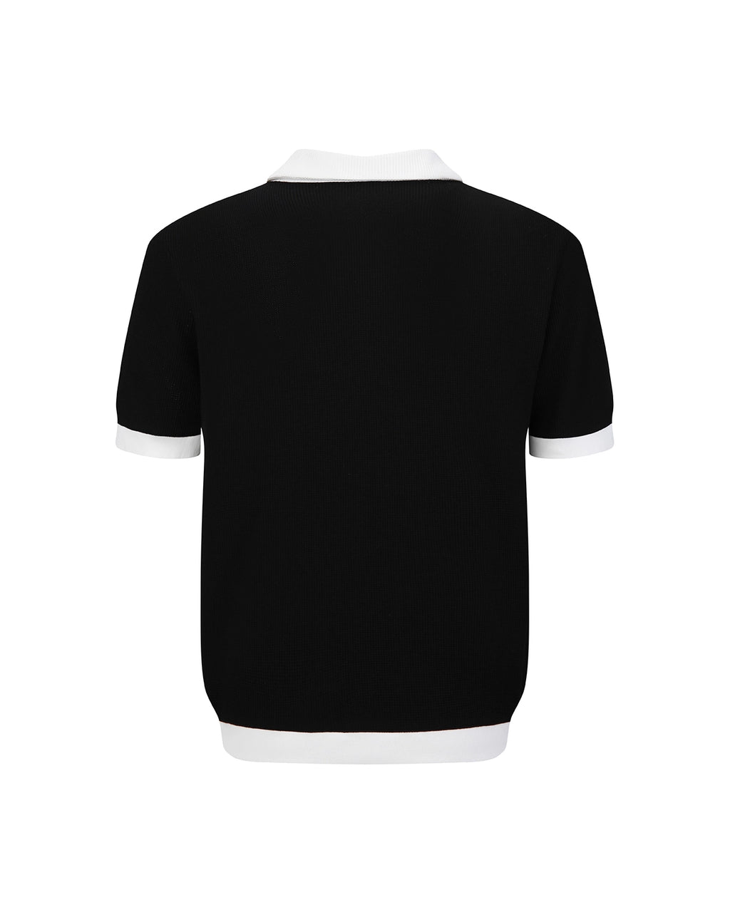 ZHABUXIAO Waffle Knit Contrast Colorblock Casual Polo Shirt Black