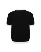 ZHABUXIAO Waffle Knit Contrast Colorblock Casual Polo Shirt Black