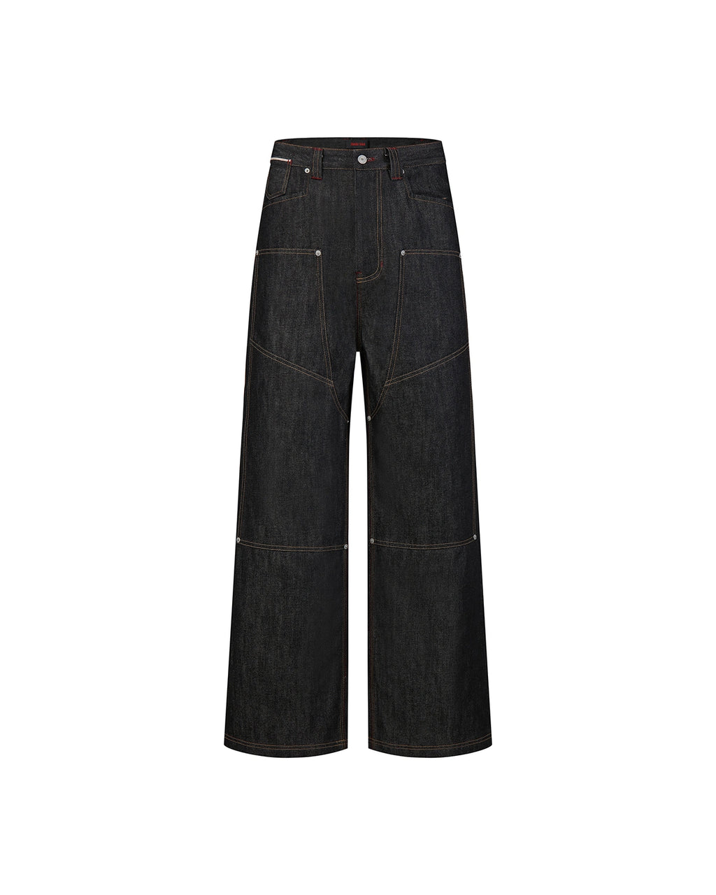 ZHABUXIAO Deconstructed Selvedge Wide Straight Casual Jeans Black