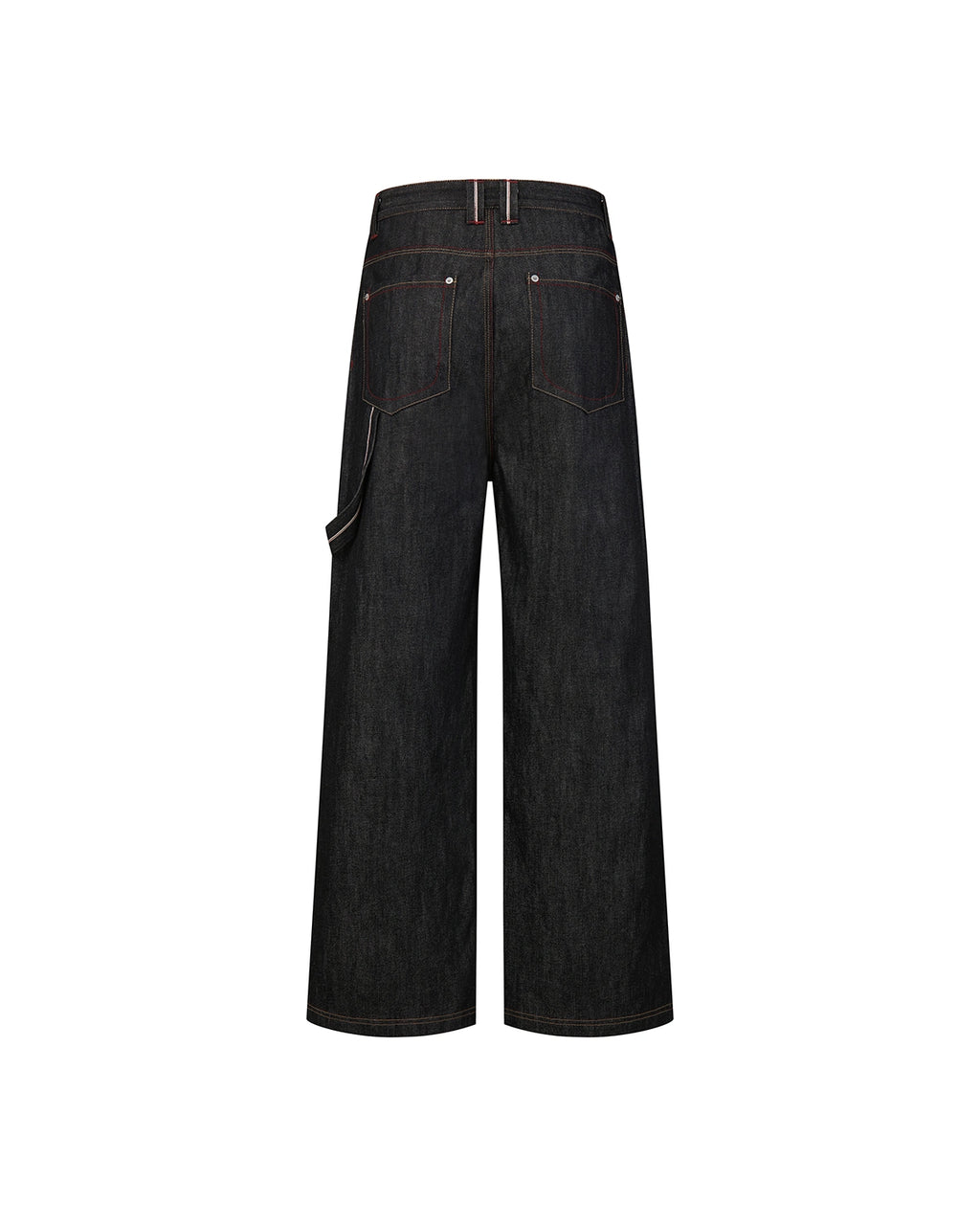 ZHABUXIAO Deconstructed Selvedge Wide Straight Casual Jeans Black