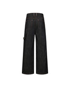ZHABUXIAO Deconstructed Selvedge Wide Straight Casual Jeans Black