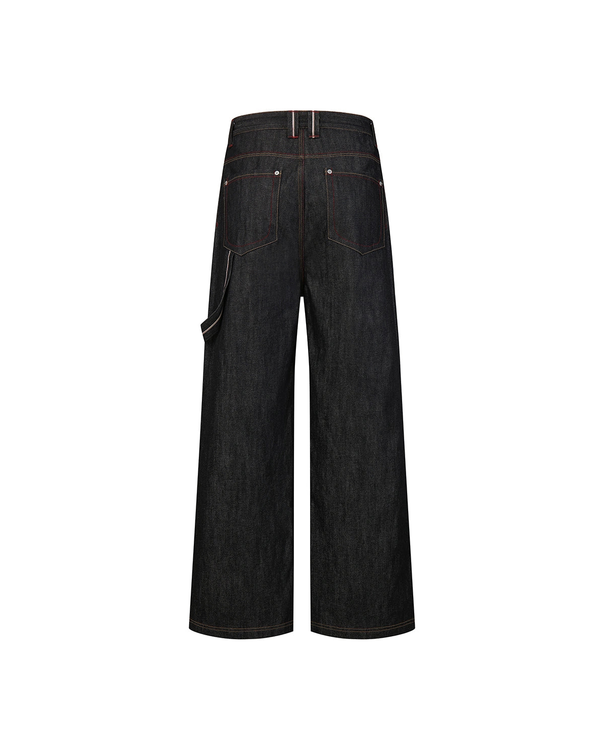 ZHABUXIAO Deconstructed Selvedge Wide Straight Casual Jeans Black