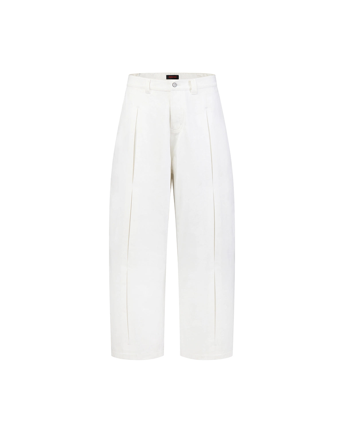 ZHABUXIAO Embroidered Polka Dot Curved Wide Leg Trousers White
