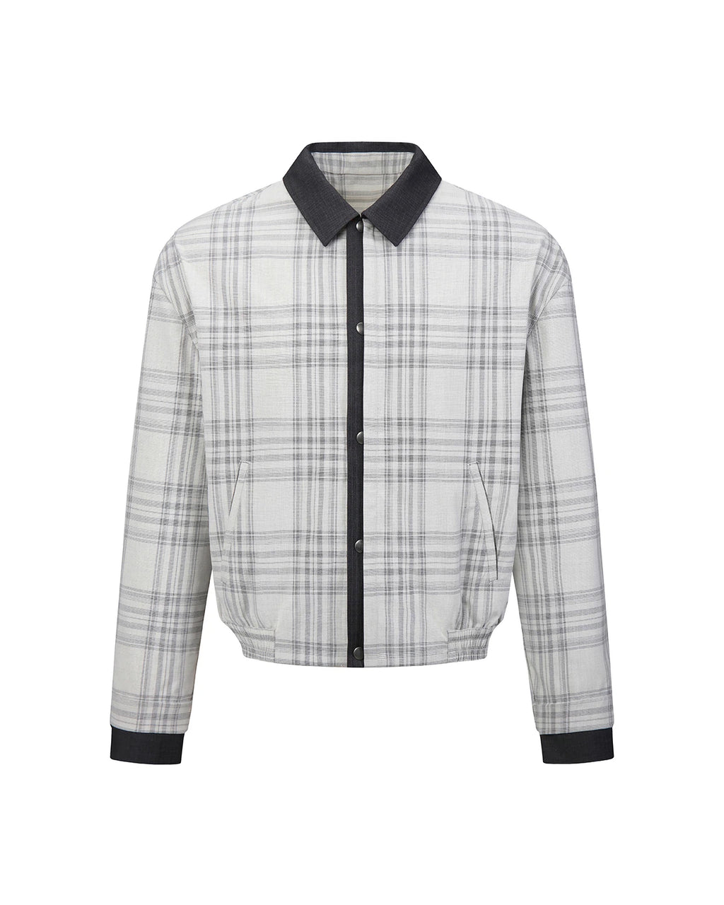 ZHABUXIAO 2-in-1 Plaid Lightweight Contrast Casual Jacket Blue Plaid