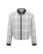 ZHABUXIAO 2-in-1 Plaid Lightweight Contrast Casual Jacket Blue Plaid
