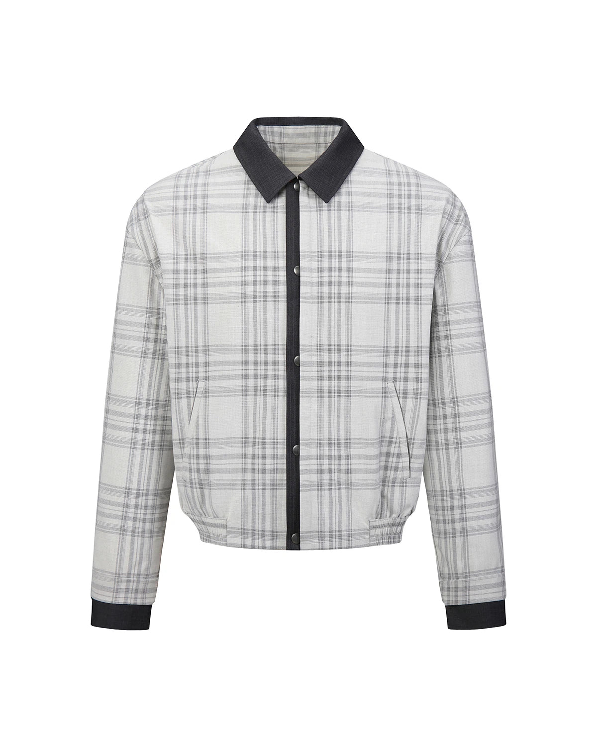 ZHABUXIAO 2-in-1 Plaid Lightweight Contrast Casual Jacket Blue Plaid