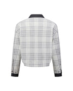 ZHABUXIAO 2-in-1 Plaid Lightweight Contrast Casual Jacket Blue Plaid