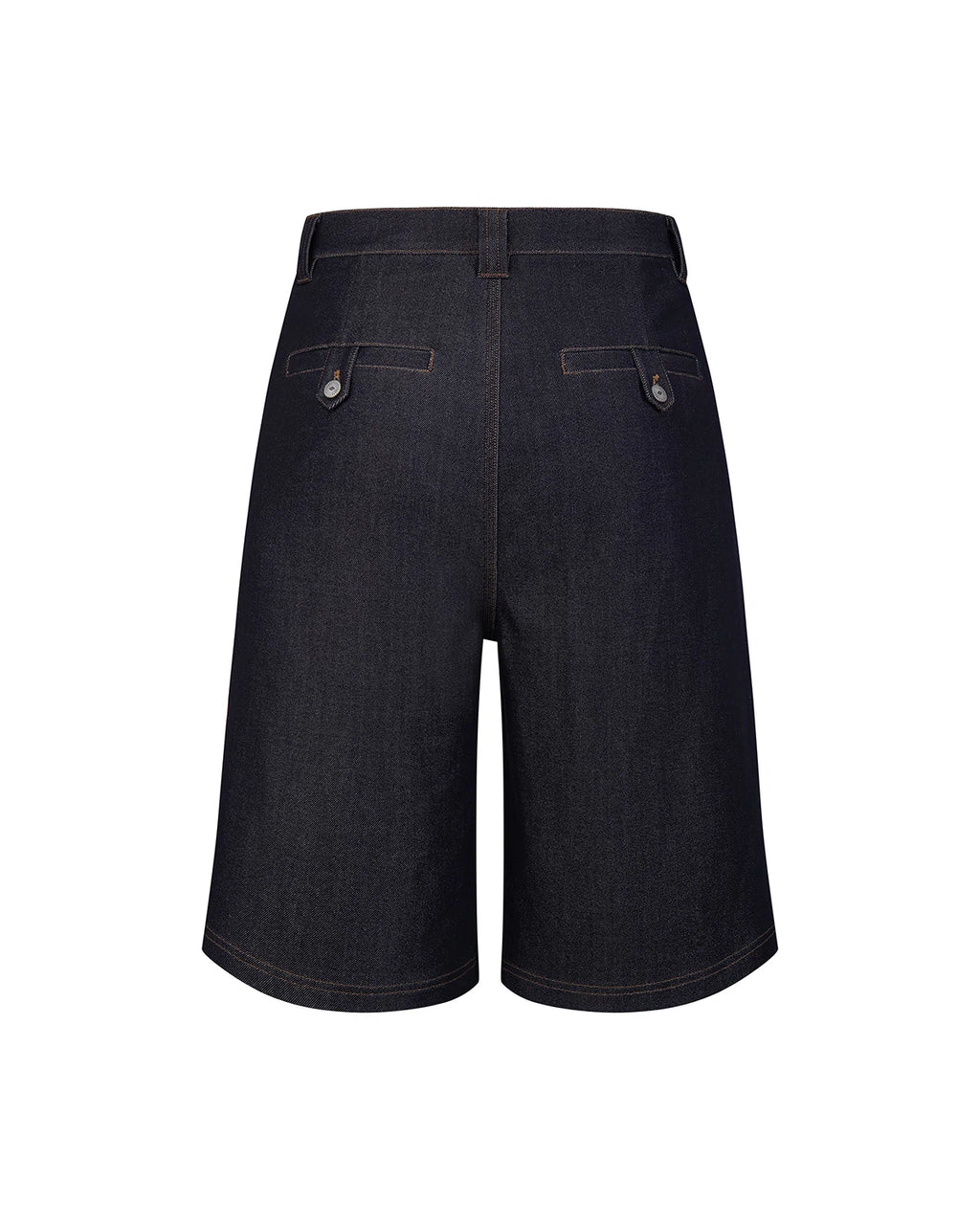ZHABUXIAO High Waist Wide Leg Tailored Straight Denim Shorts Blue