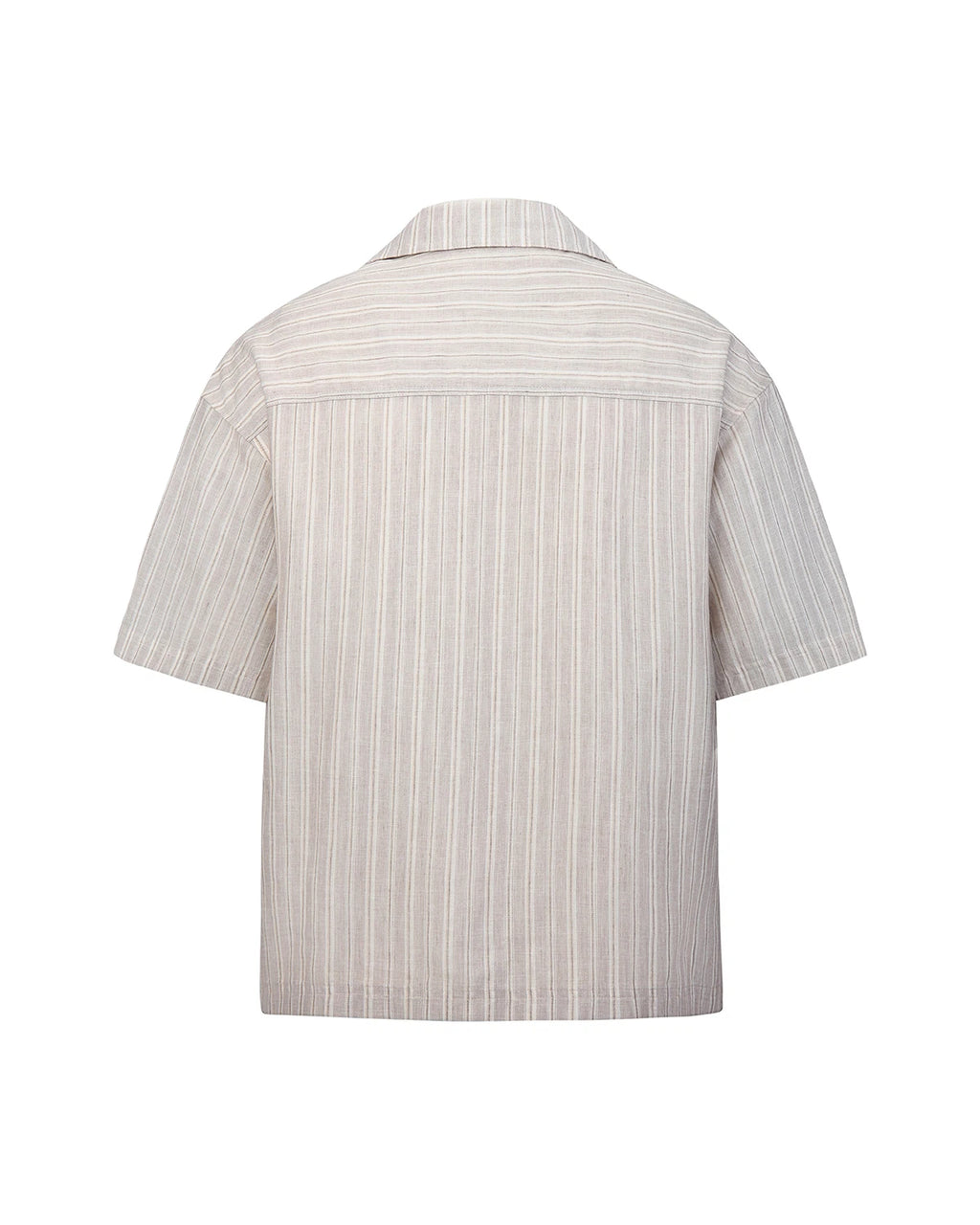 ZHABUXIAO 2-in-1 Striped Lyocell Linen Henley Short Sleeve Shirt Apricot