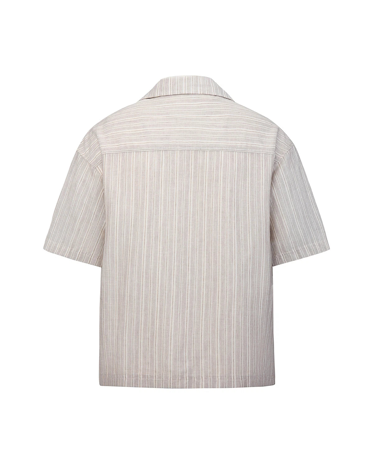 ZHABUXIAO 2-in-1 Striped Lyocell Linen Henley Short Sleeve Shirt Apricot