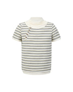 ZHABUXIAO Deconstructed Striped Lyocell Linen Knit T-Shirt Light Green