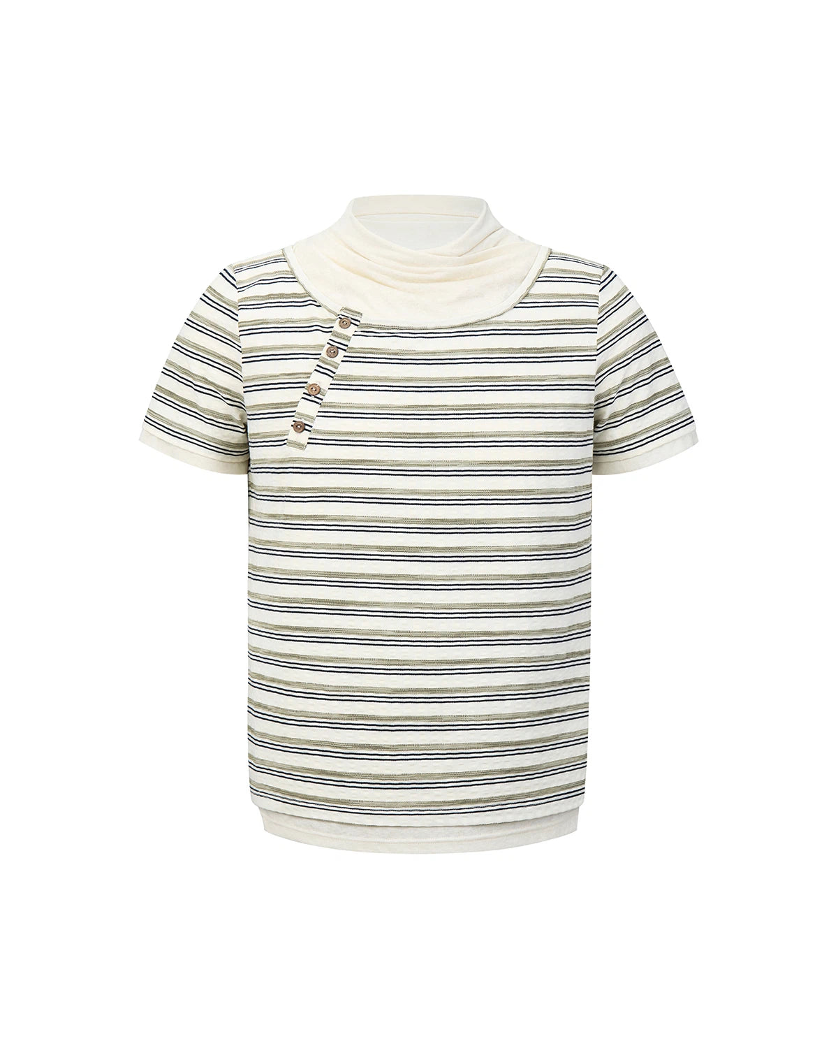 ZHABUXIAO Deconstructed Striped Lyocell Linen Knit T-Shirt Light Green