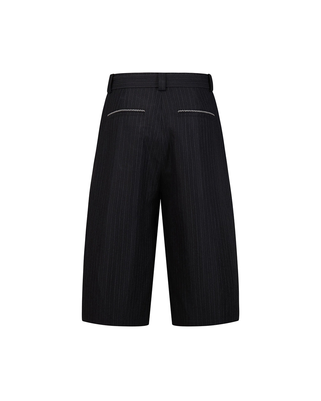 ZHABUXIAO Striped Ankle-Length Straight Belted Dress Pants Black