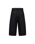 ZHABUXIAO Striped Ankle-Length Straight Belted Dress Pants Black