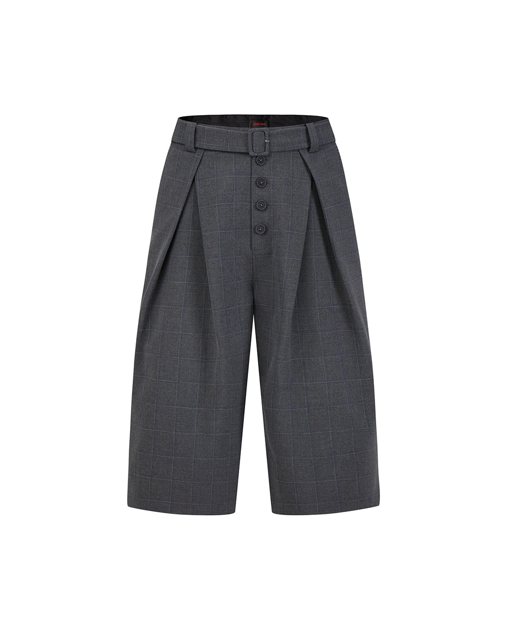 ZHABUXIAO Striped Ankle-Length Straight Belted Dress Pants Gray