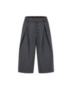ZHABUXIAO Striped Ankle-Length Straight Belted Dress Pants Gray