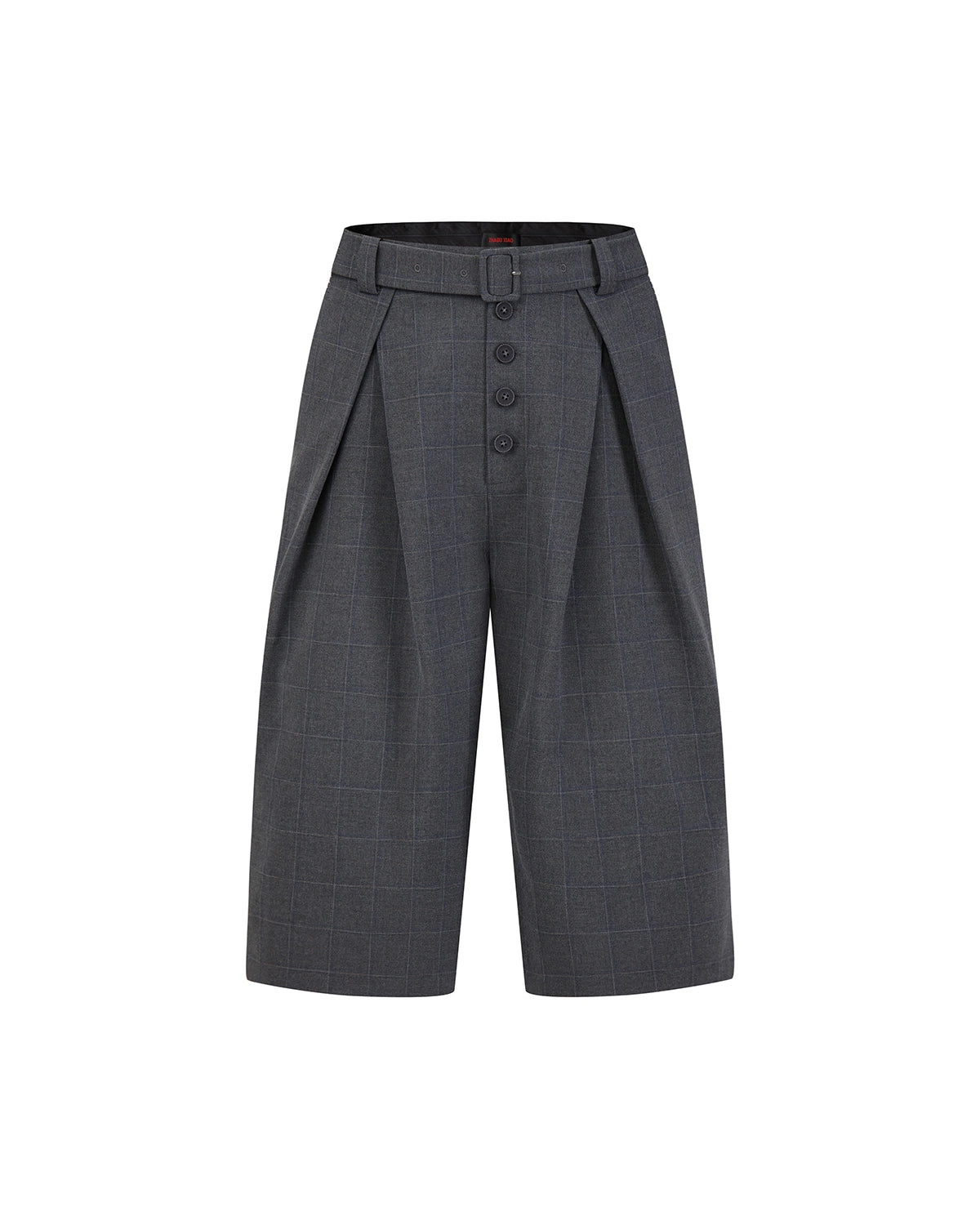 ZHABUXIAO Striped Ankle-Length Straight Belted Dress Pants Gray
