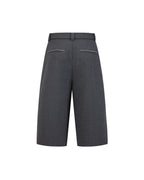 ZHABUXIAO Striped Ankle-Length Straight Belted Dress Pants Gray