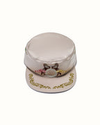 ZHABUXIAO Vintage Equestrian Double Horse Rhinestone Flat Cap Apricot