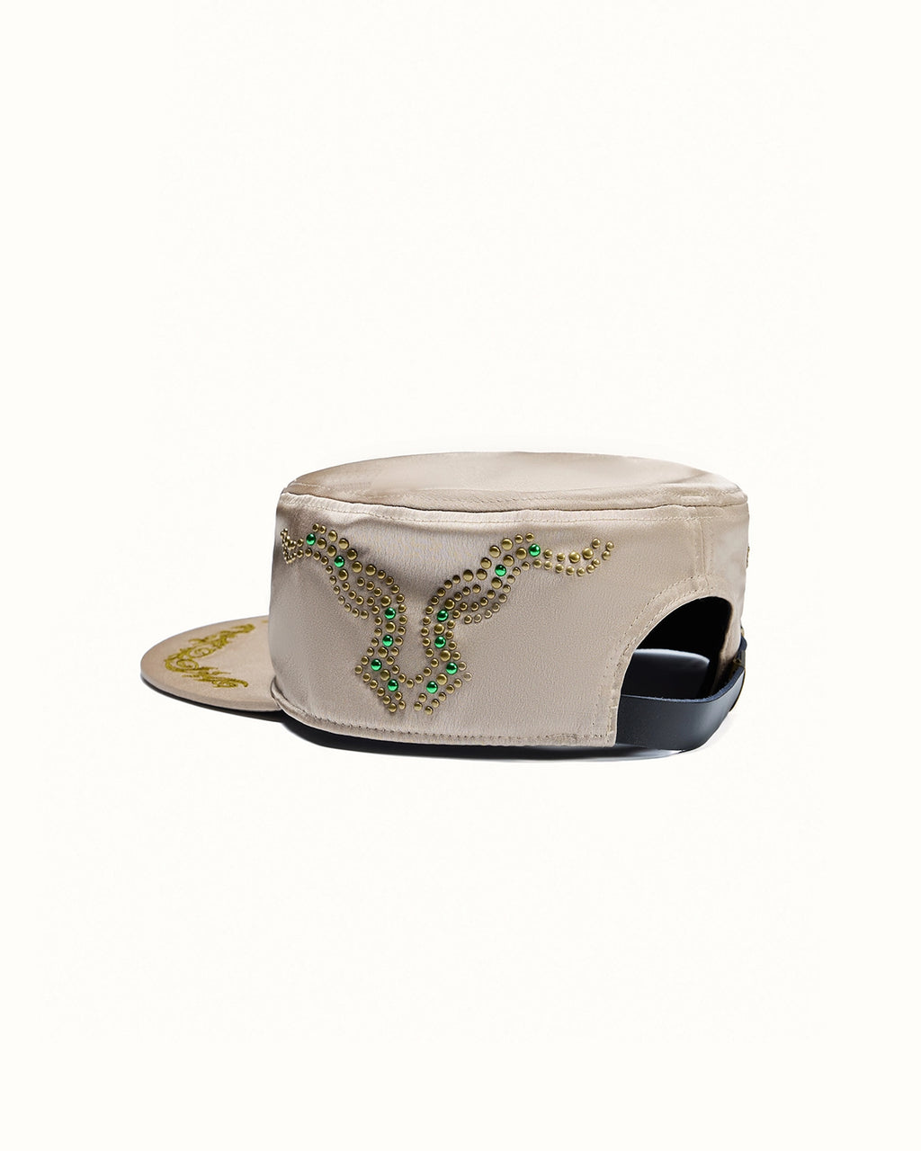 ZHABUXIAO Vintage Equestrian Double Horse Rhinestone Flat Cap Apricot