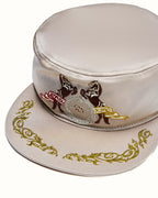 ZHABUXIAO Vintage Equestrian Double Horse Rhinestone Flat Cap Apricot