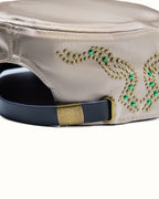 ZHABUXIAO Vintage Equestrian Double Horse Rhinestone Flat Cap Apricot