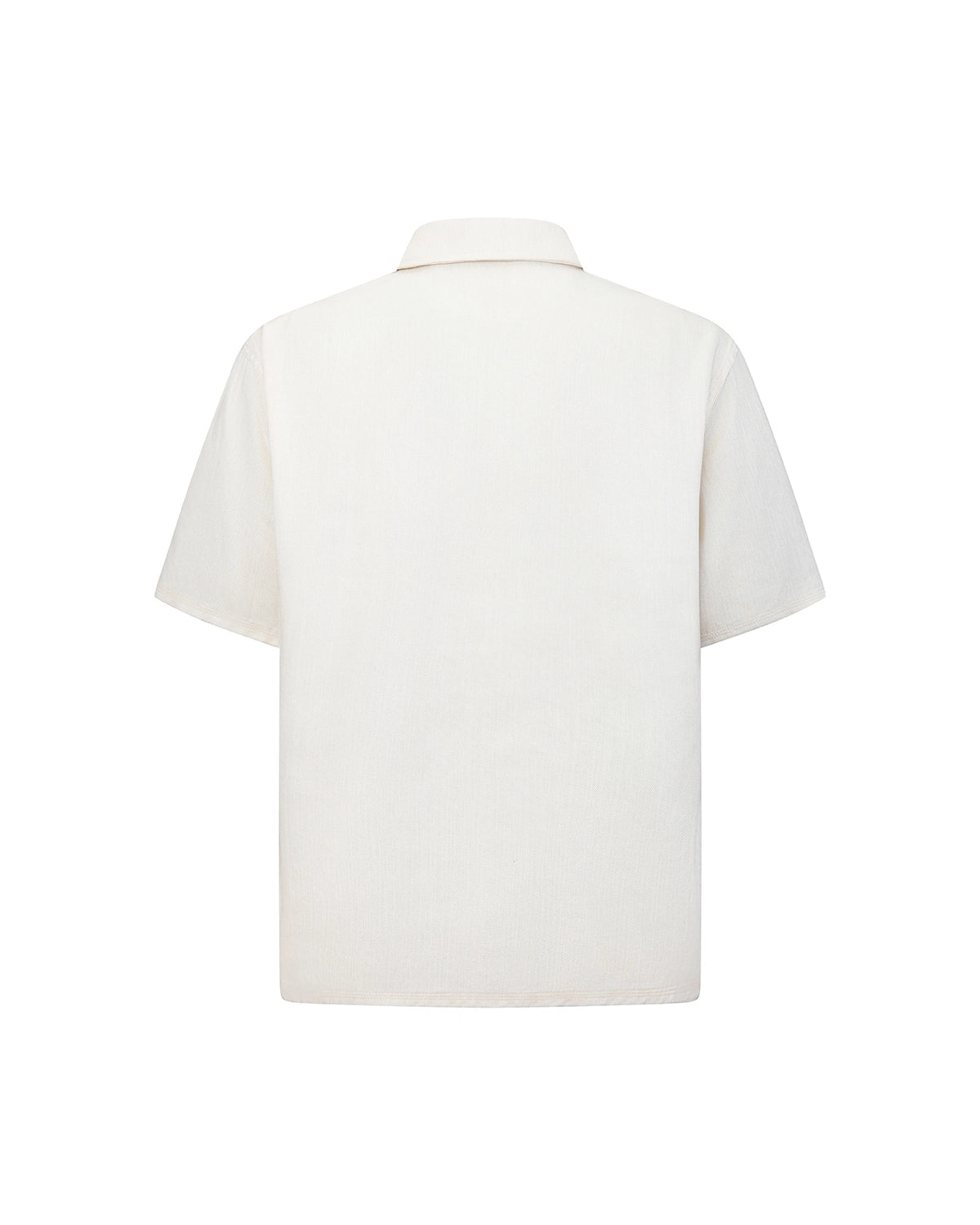 ZHABUXIAO Striped Tencel Linen Casual Short Sleeve Shirt Off White