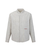 ZHABUXIAO Plaid Lyocell Linen Hidden Placket Long Sleeve Shirt Black and White Plaid