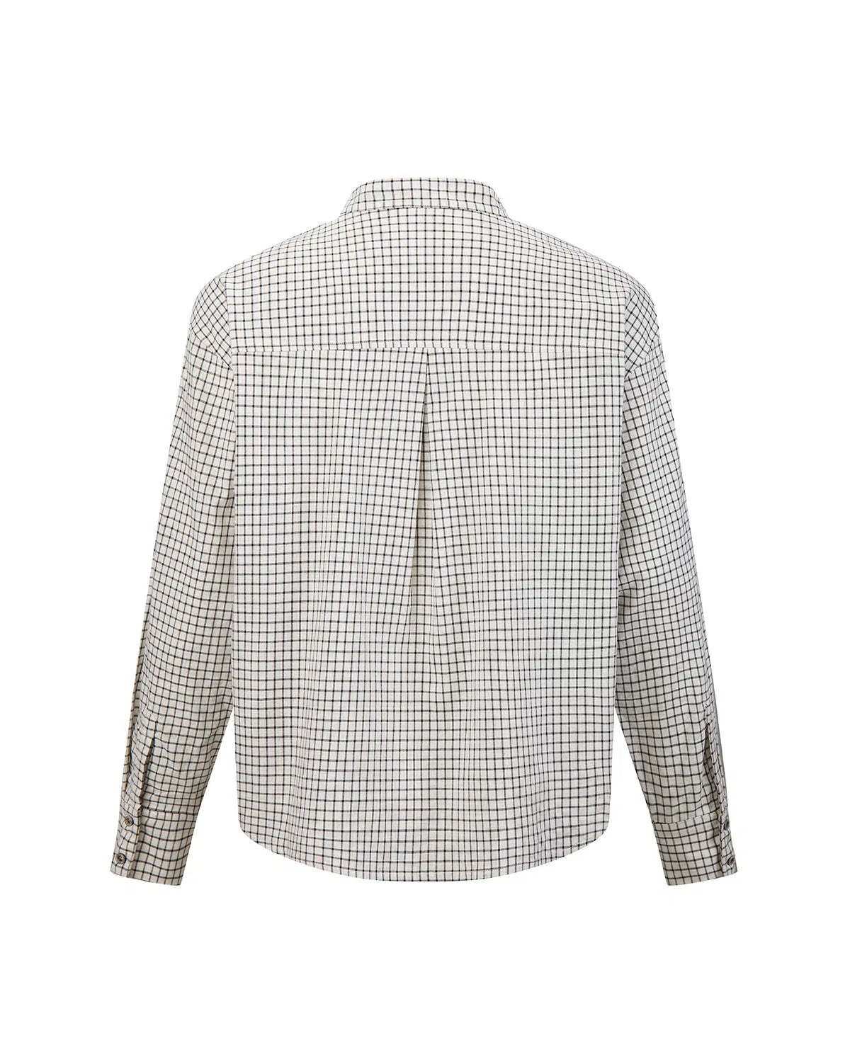 ZHABUXIAO Plaid Lyocell Linen Hidden Placket Long Sleeve Shirt Black and White Plaid