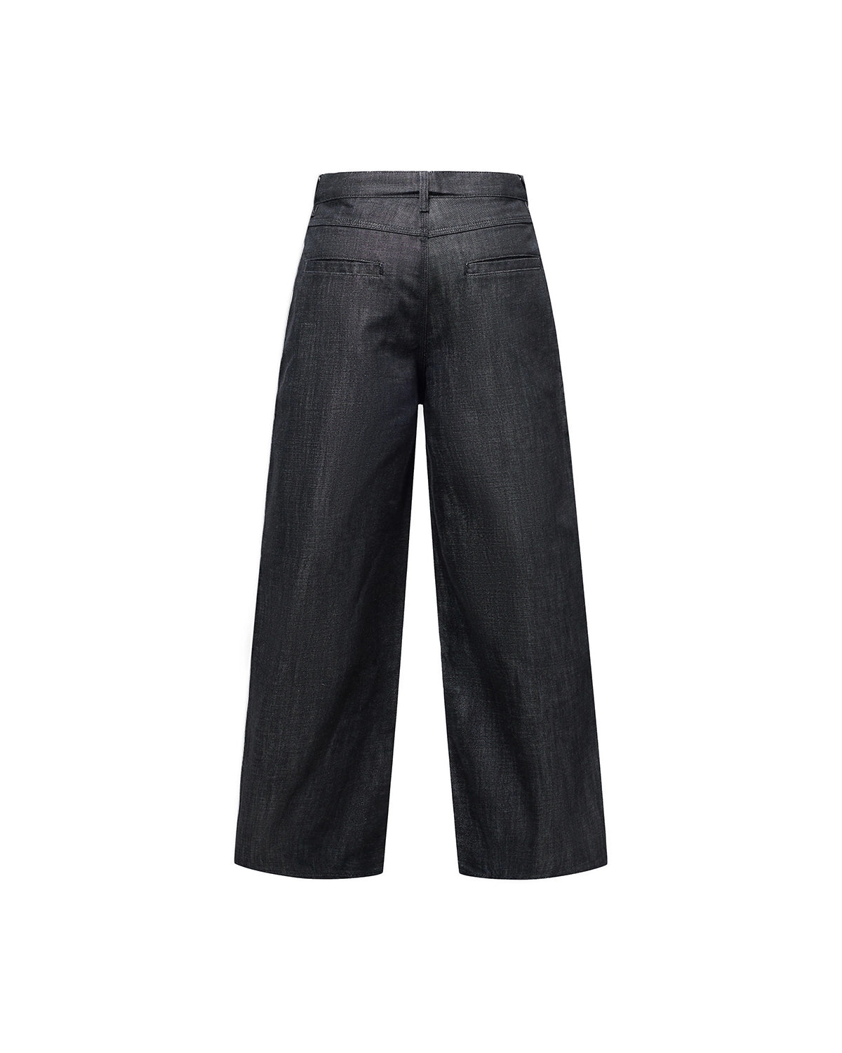 ZHABUXIAO Pleated Wool Blend Straight Leg Raw Denim Jeans YKK Blue