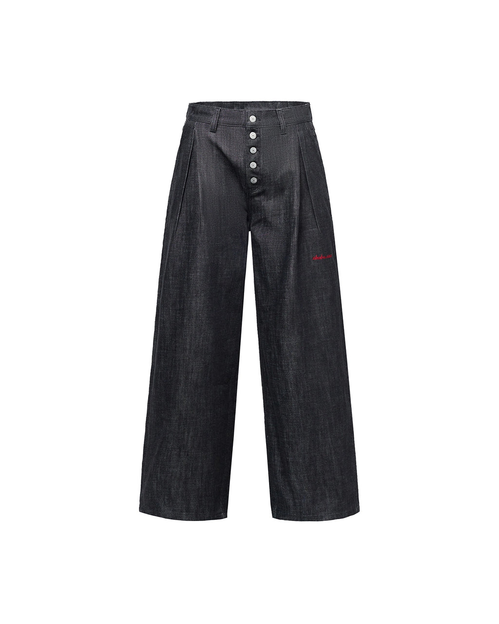 ZHABUXIAO Pleated Wool Blend Straight Leg Raw Denim Jeans YKK Blue
