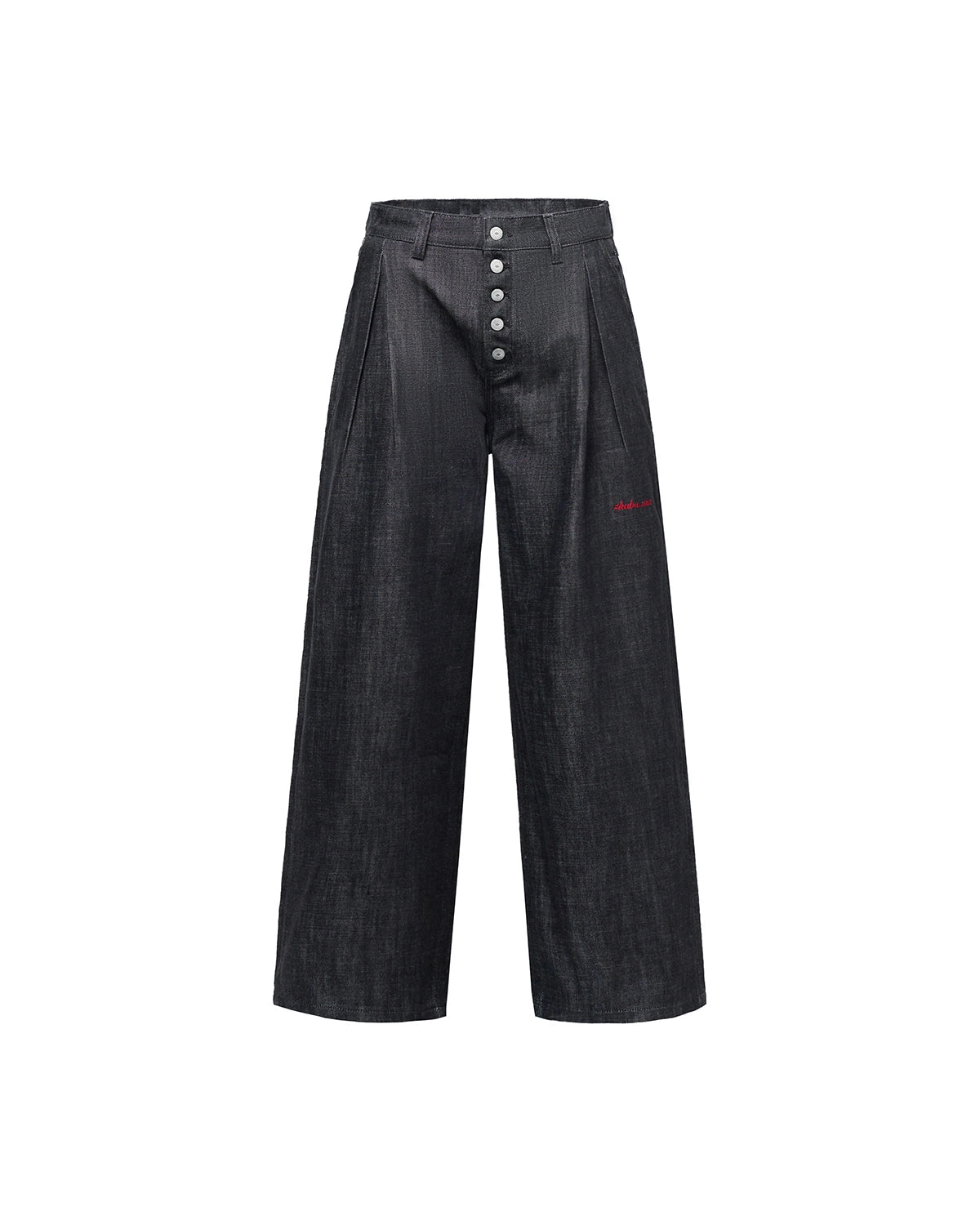 ZHABUXIAO Pleated Wool Blend Straight Leg Raw Denim Jeans YKK Blue