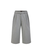 ZHABUXIAO Wool Blend Capri Straight Belted Tailored Dress Pants Gray & Khaki