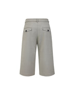 ZHABUXIAO Wool Blend Capri Straight Belted Tailored Dress Pants Gray & Khaki