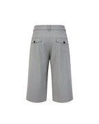 ZHABUXIAO Wool Blend Capri Straight Belted Tailored Dress Pants Gray & Khaki
