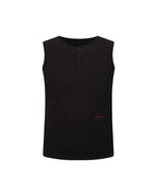 ZHABUXIAO Embroidered Ribbed Elastic Slim Henley Tank Top Black & White