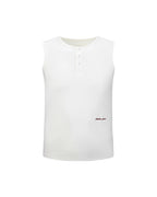 ZHABUXIAO Embroidered Ribbed Elastic Slim Henley Tank Top Black & White