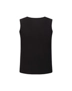 ZHABUXIAO Embroidered Ribbed Elastic Slim Henley Tank Top Black & White
